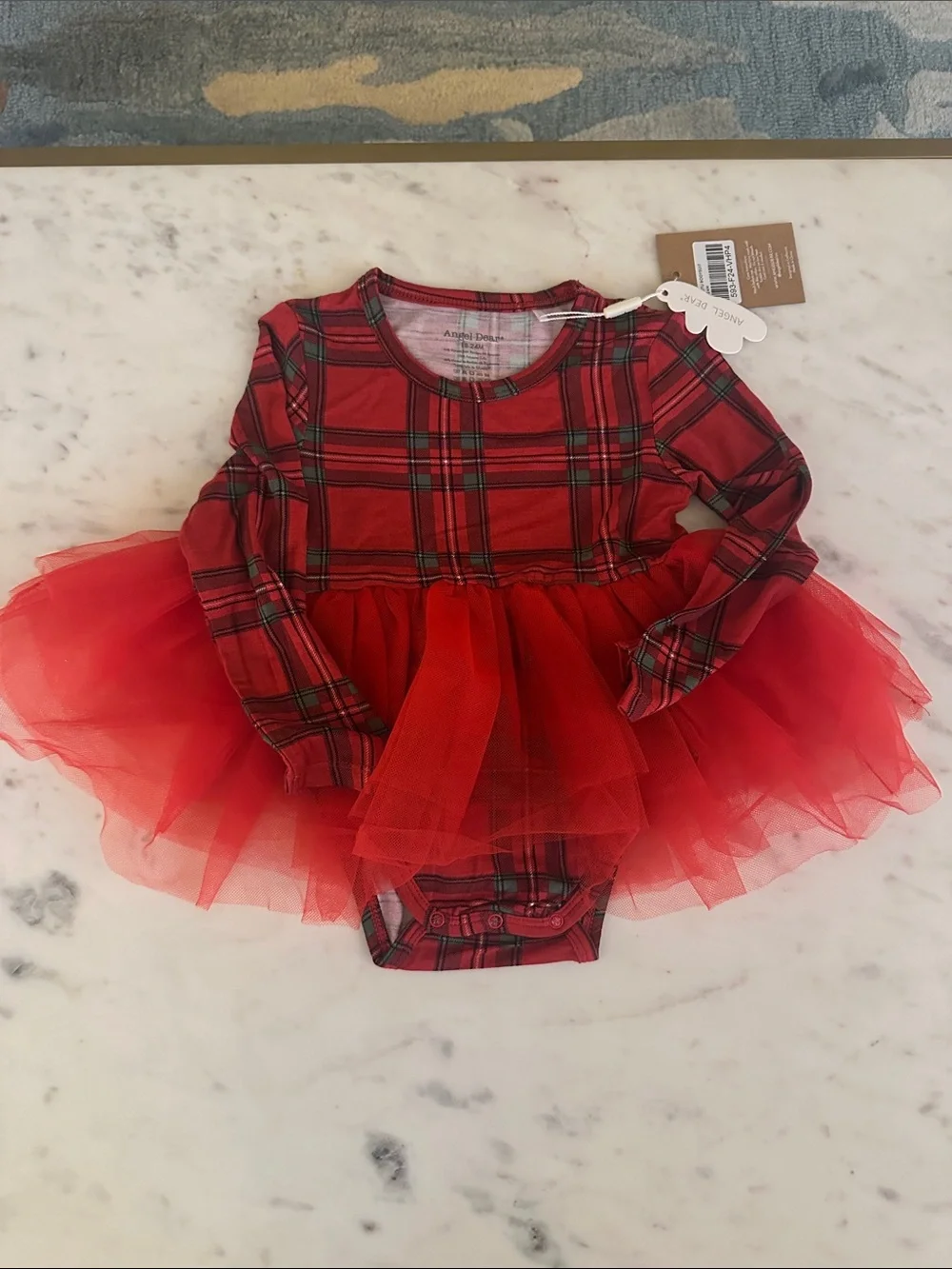 Angel Dear Red Plaid Tutu Bodysuit
